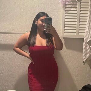 Fashion Nova Strapless Red Dress